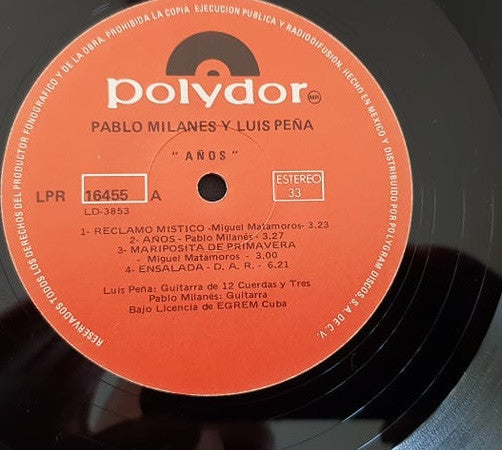 Pablo Milanés, Luis Peña (2) : Años (LP, Album, RE)