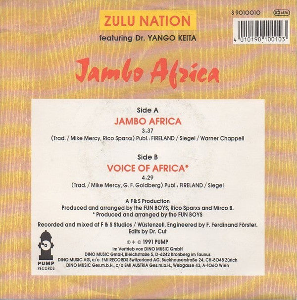 Zulu Nation (3) Featuring Dr. Yango Keita : Jambo Africa (7", Single)