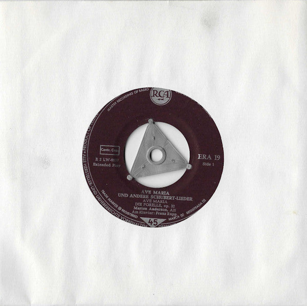 Marian Anderson : Ave Maria And Other Schubert Songs (7", EP)