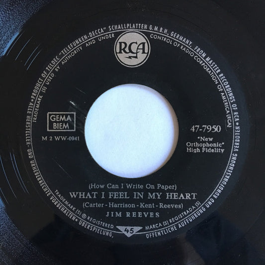 Jim Reeves : (How Can I Write On Paper) What I Feel In My Heart (7", Single)