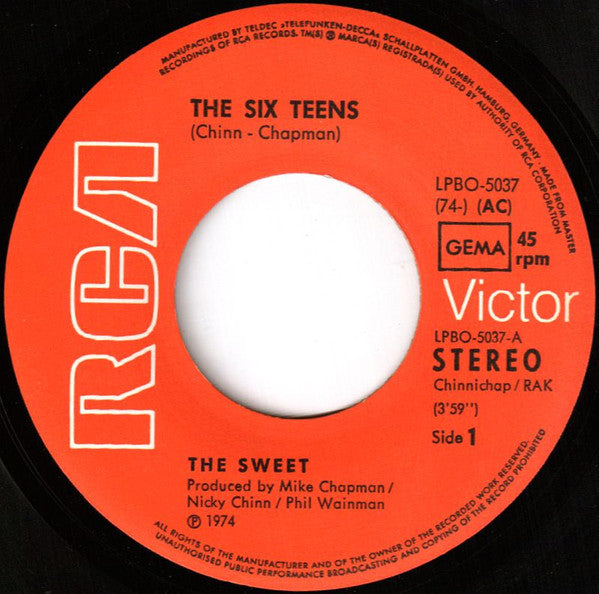 The Sweet : The Six Teens (7", Single)