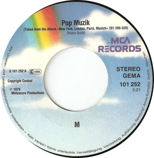 M (2) : Pop Muzik (7", Single, Pic)