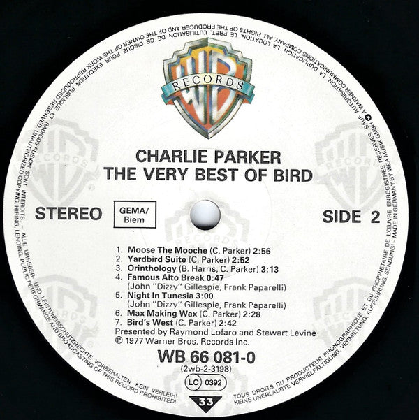 Charlie Parker : The Very Best Of Bird (2xLP, Comp, Gat)