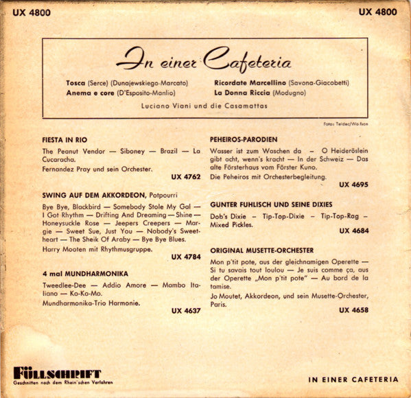 Luciano Viani Und Die Casamatta Orchestra : In Einer Cafeteria (7", EP)
