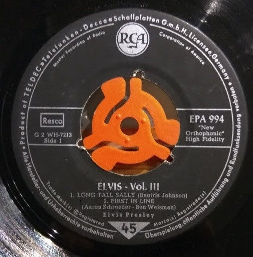 Elvis Presley : Elvis, Volume III (7", EP, RE)