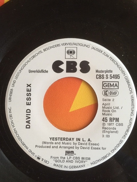 David Essex : Cool Out Tonight / Yesterday In L.A. (7", Single, Promo)