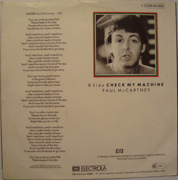 Paul McCartney : Waterfalls (7", Single)