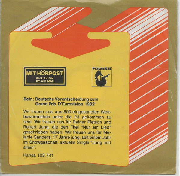 Melanie Sanders : Jung Und Allein (7", Single, Promo)