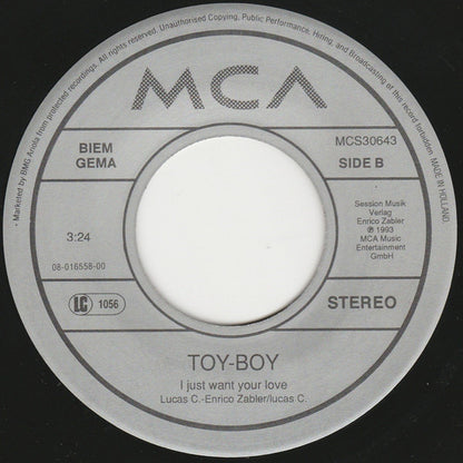 Toy Boy : Careless Whisper (I'm Never Gonna Dance Again) (7")