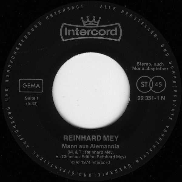 Reinhard Mey : Mann Aus Alemannia (7")