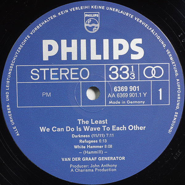 Van Der Graaf Generator : The Least We Can Do Is Wave To Each Other (LP, Album, RE, Sma)
