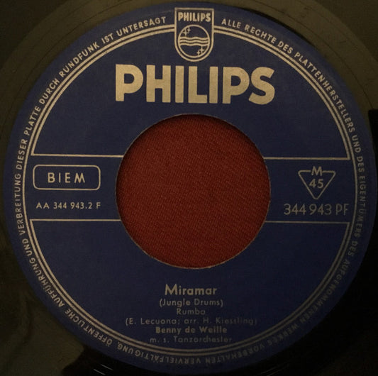 Benny de Weille : Miramar (Jungle Drums) / Herr Lichtenstein (Armen‘s Theme) (7", Single, Mono)