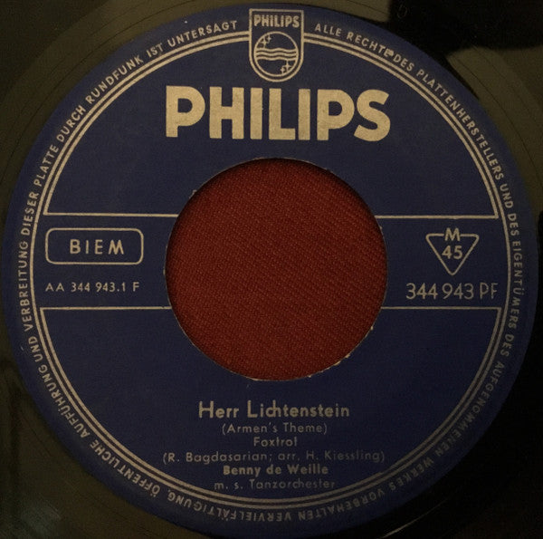 Benny de Weille : Miramar (Jungle Drums) / Herr Lichtenstein (Armen‘s Theme) (7", Single, Mono)