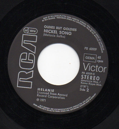 Melanie (2) : What Have They Done To My Song Ma / Nickel Song (7", Single)
