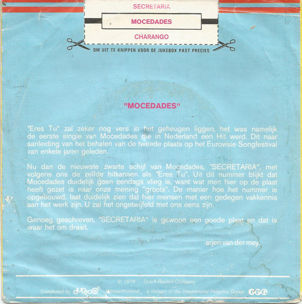 Mocedades : Secretaria (7", Single)