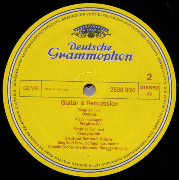 Siegfried Behrend & Siegfried Fink & Claudia Brodzinska-Behrend : »Guitar & Percussion« (LP, Album)
