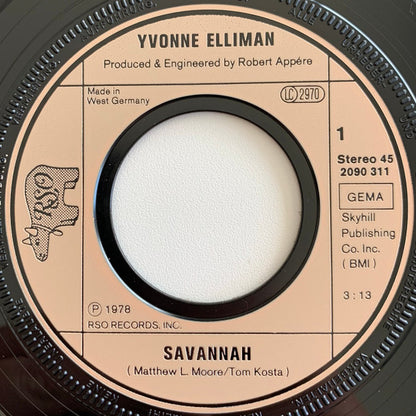 Yvonne Elliman : Savannah (7", Single)