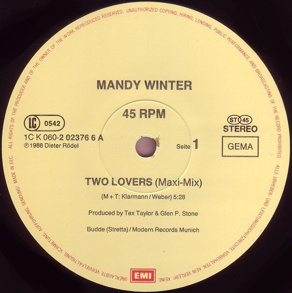 Mandy Winter : Two Lovers (12", Maxi)