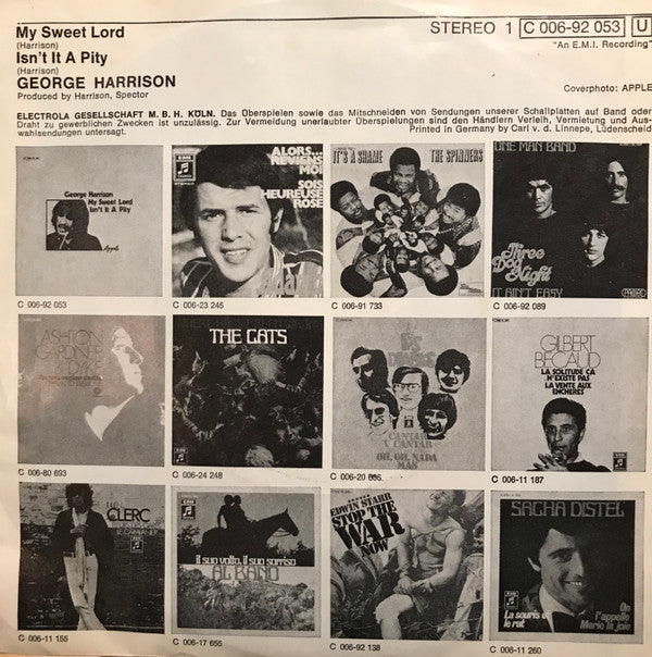 George Harrison : My Sweet Lord / Isn't It A Pity (7", Single)