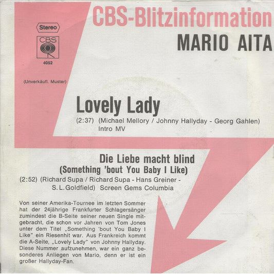Mario Aita : Lovely Lady (7", Promo)