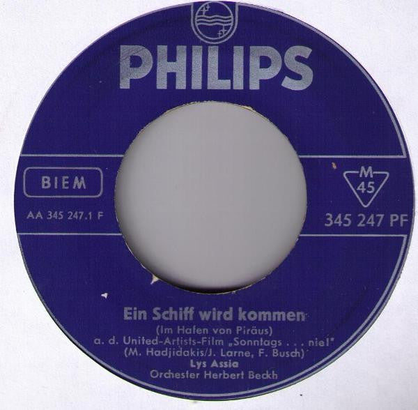 Lys Assia : Ein Schiff Wird Kommen (Im Hafen Von Piräus) (7", Single, Mono)