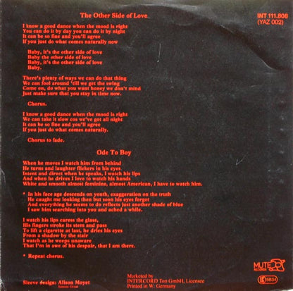 Yazoo : The Other Side Of Love (7", Single, Red)