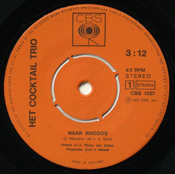Cocktail Trio : Naar Rhodos (7", Single)