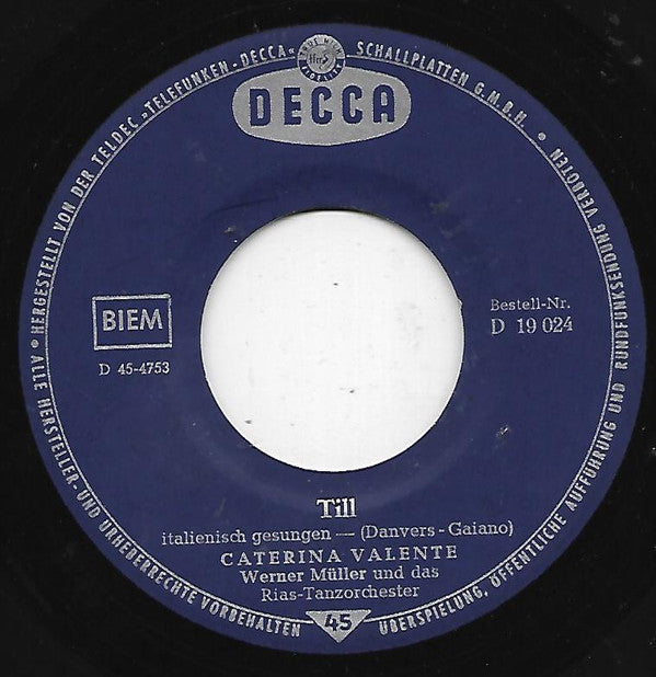 Caterina Valente : Till / Personalità (7", Single)