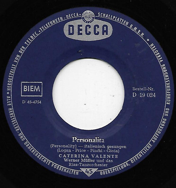 Caterina Valente : Till / Personalità (7", Single)