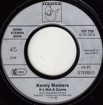 Kenny Masters : Time To Fly (Sing My Song) / It's Not A Game (7", Single)