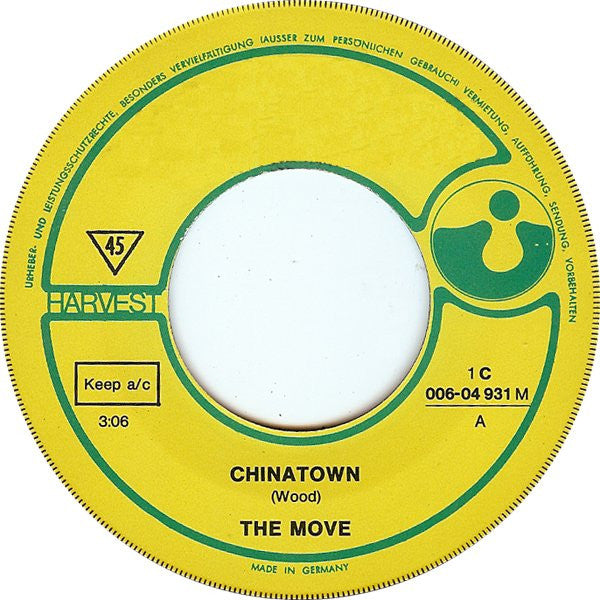The Move : Chinatown / Down On The Bay (7", Single, Mono)