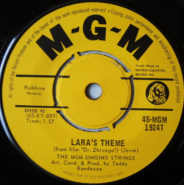 The Mgm Singing Strings : Lara's Theme From "Dr. Zhivago"/The Old And The New (7", Single)