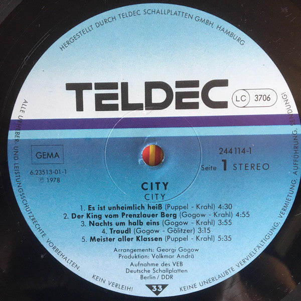 City (3) : City (LP, Album, RE)