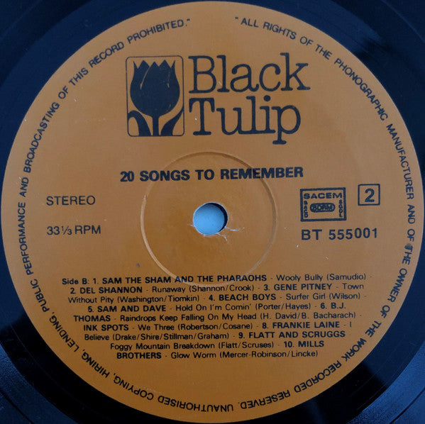 Various : 20 Songs To Remember (LP, Comp)