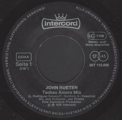 John Rueten : Tschau Amore Mio (7", Single)