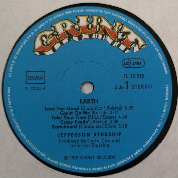 Jefferson Starship : Earth (LP, Album, Gat)