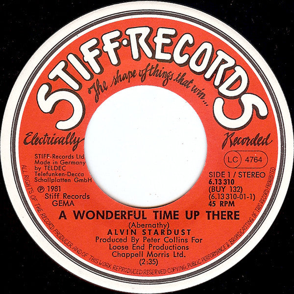 Alvin Stardust : A Wonderful Time Up There (7", Single)