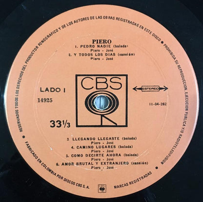 Piero (7) Con Jorge López Ruiz Y Su Orquesta : Piero (LP, Album)