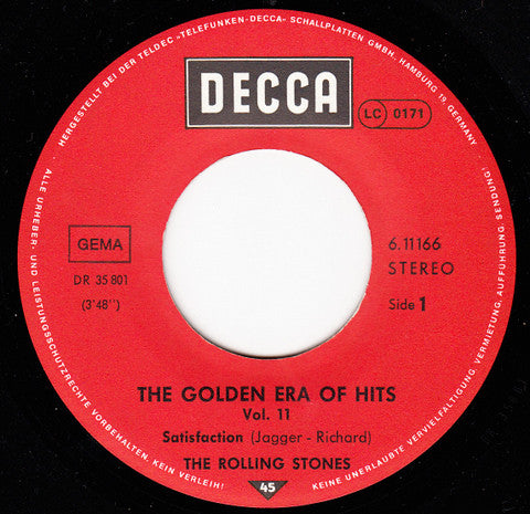 The Rolling Stones : Satisfaction (7", Single, RE)