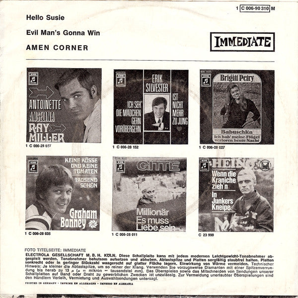 Amen Corner : Hello Susie / Evil Man's Gonna Win (7", Single)