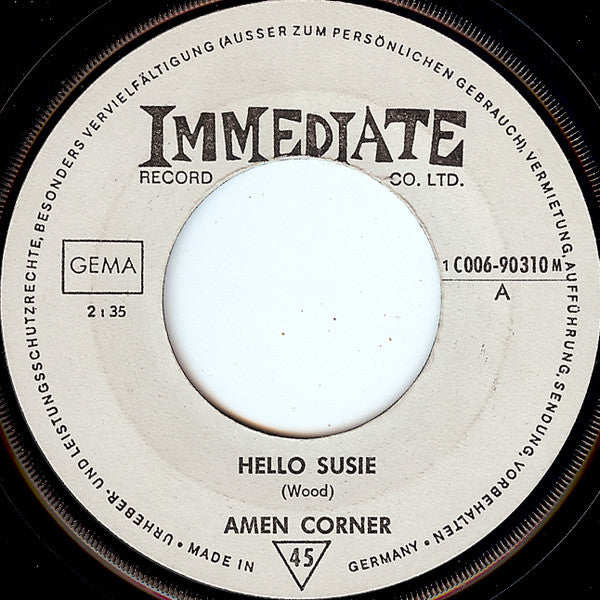 Amen Corner : Hello Susie / Evil Man's Gonna Win (7", Single)