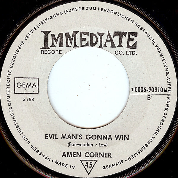 Amen Corner : Hello Susie / Evil Man's Gonna Win (7", Single)