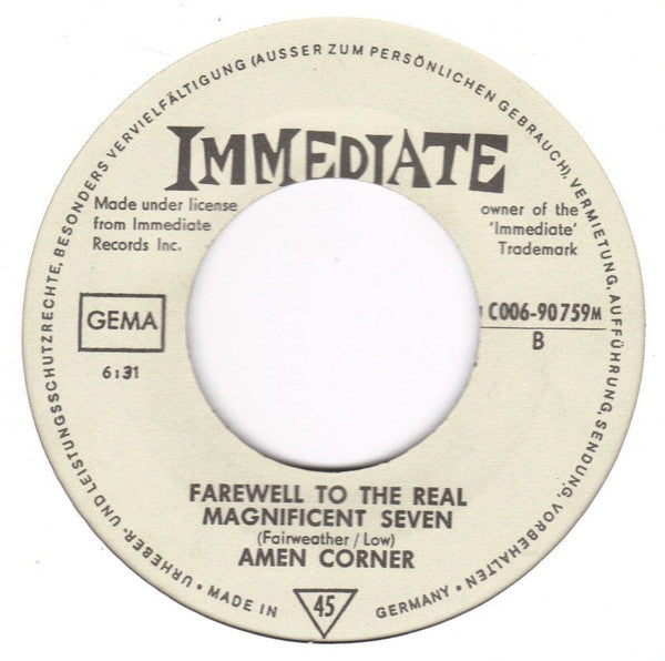 Amen Corner : Get Back (7", Single, Mono)