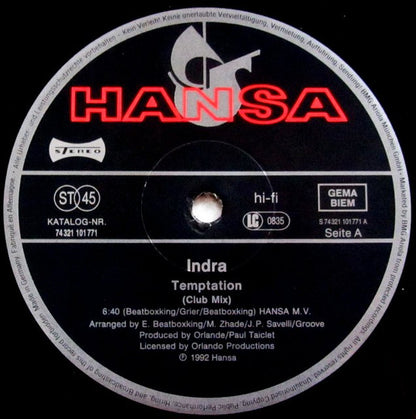 Indra : Temptation (12", Maxi)