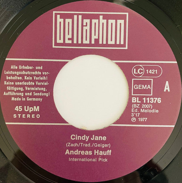 Andreas Hauff : Cindy Jane  (7", Single)