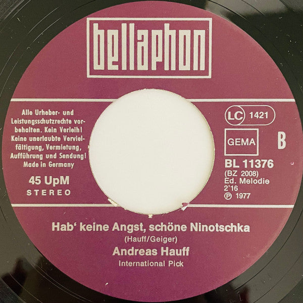 Andreas Hauff : Cindy Jane  (7", Single)