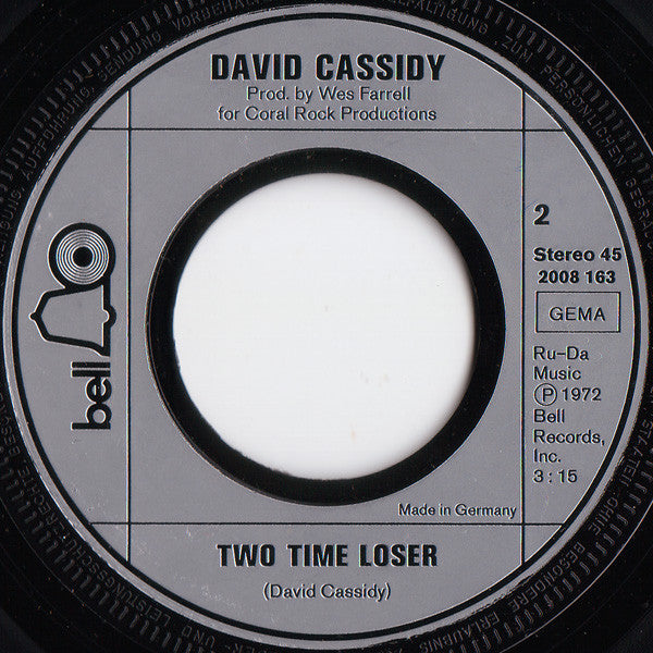 David Cassidy : I Am A Clown (7", Single)