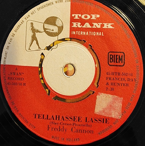Freddy Cannon : Tellahassee Lassie / Okefenokee (7", Pus)
