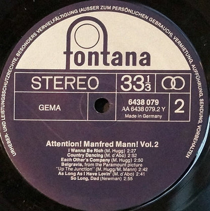Manfred Mann : Attention! Manfred Mann! Vol. 2 (LP, Comp)