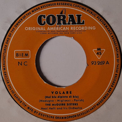 McGuire Sisters : Volare (Nel Blu Dipinto Di Blu) (7", Mono)